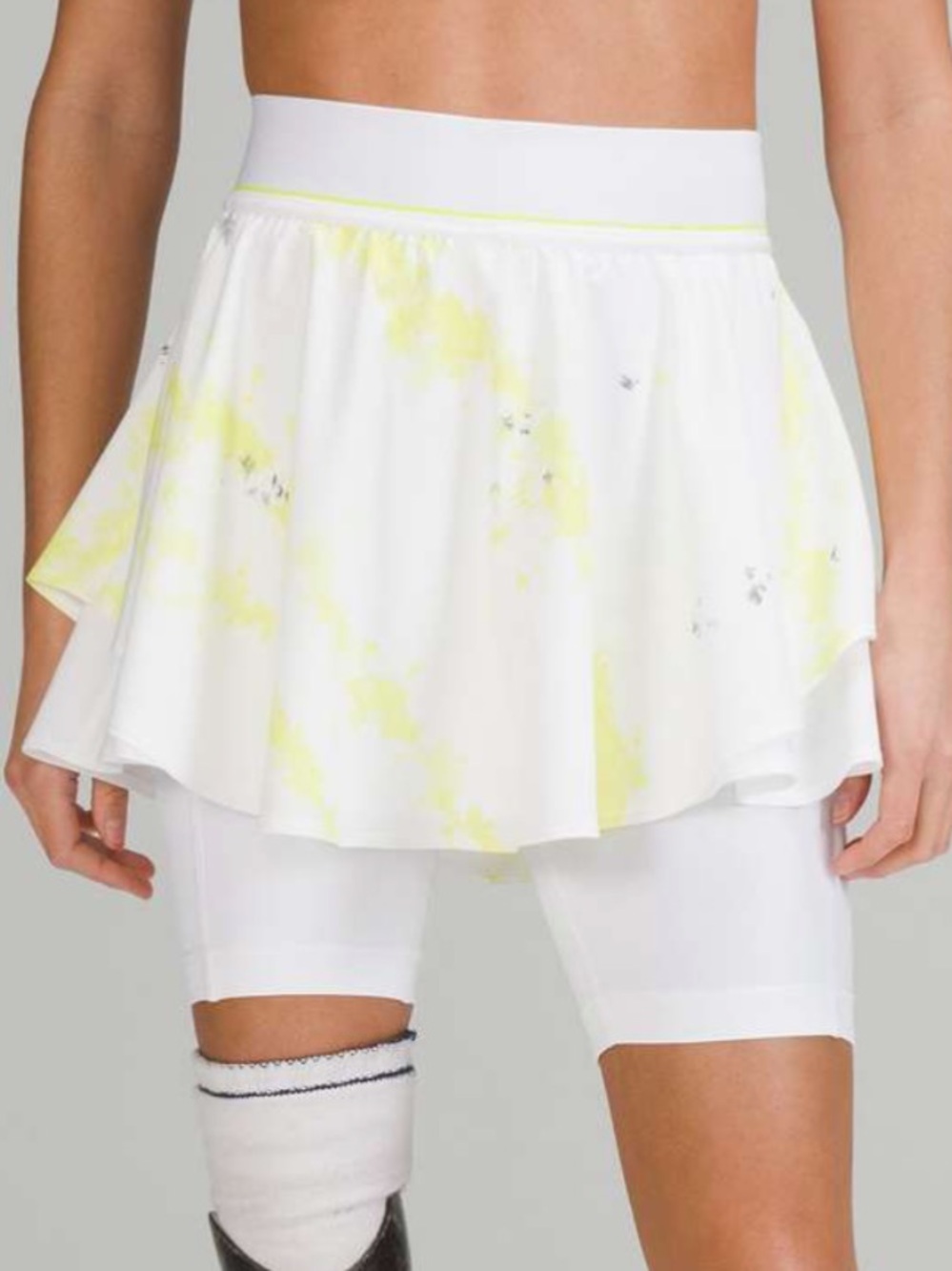 New Lululemon Court Rival High-Rise Skirt Electric Lemon Multi/White Women’s 8